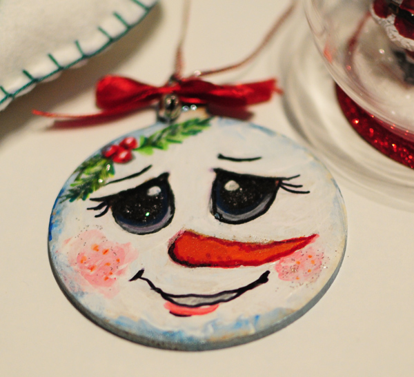 hand painted christmas tree decorations happysnowman