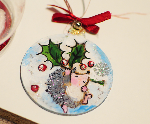 hand painted christmas tree decorations hedgehog