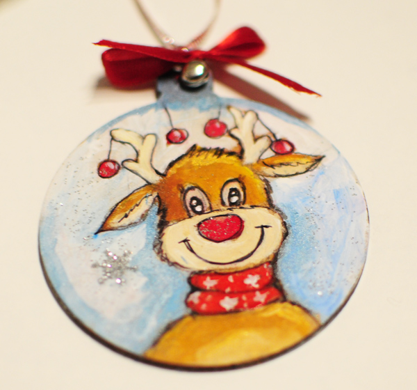 hand painted christmas tree decorations reindeer