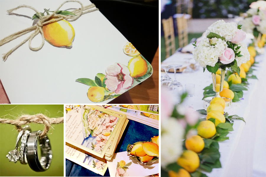 Hand-painted-beautiful-summer-weddind-Capri-invitation_custom_made_vintage_england_happy_green_lemon_silver_bouquet