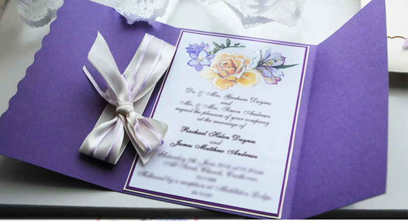 Purple wedding invitation