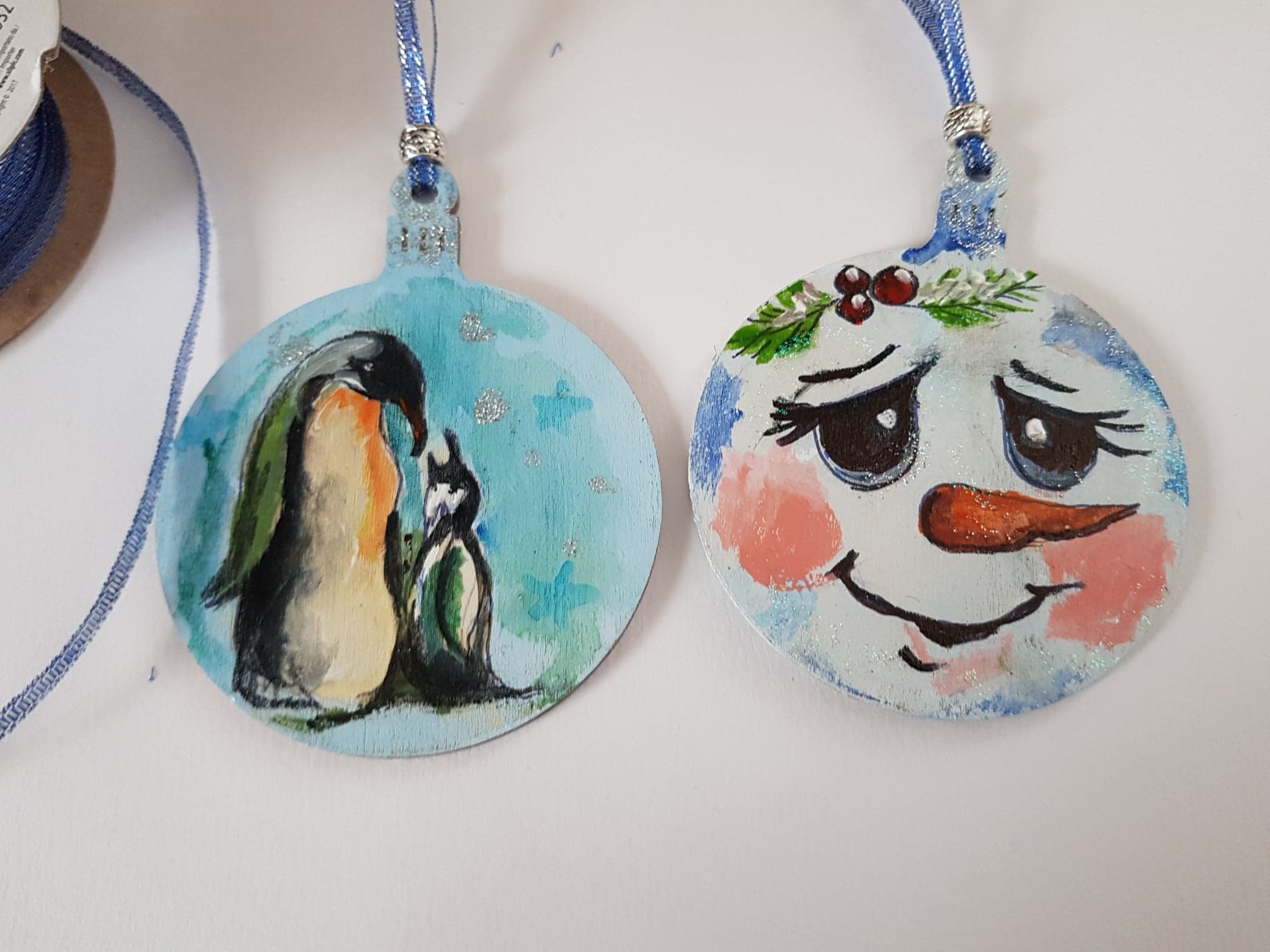 Art hand painted hanging chrismas tree decorations unique gift