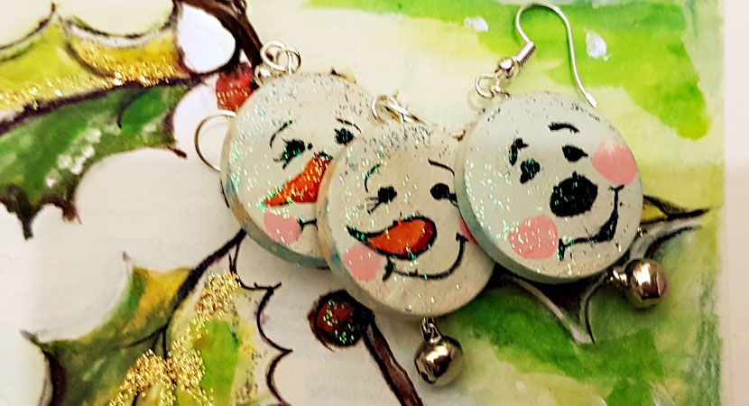 Hand painted earrings for Christmas