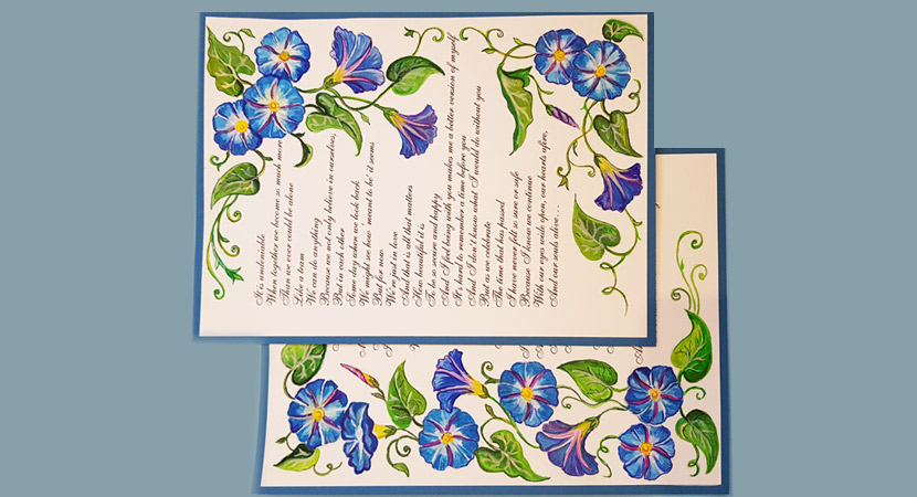 Vows renewal frame morning-glory flower