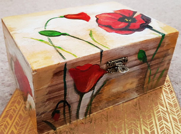 Hand painted wooden jewellery box