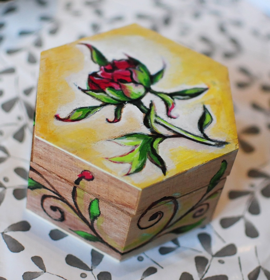 Painted box peony flower