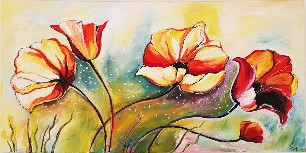 RedPoppies-pop-art-abstractoil-painting-on-canvas-original-for-the-artist-swindon