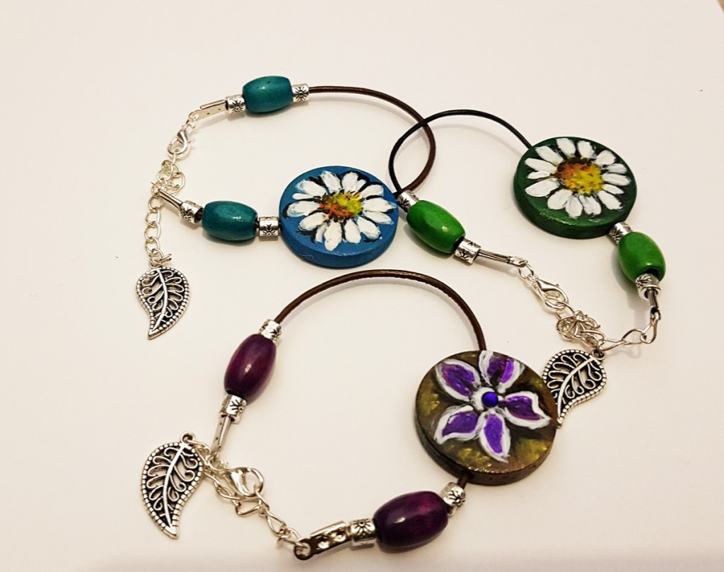 Daisy bracelets hand painted