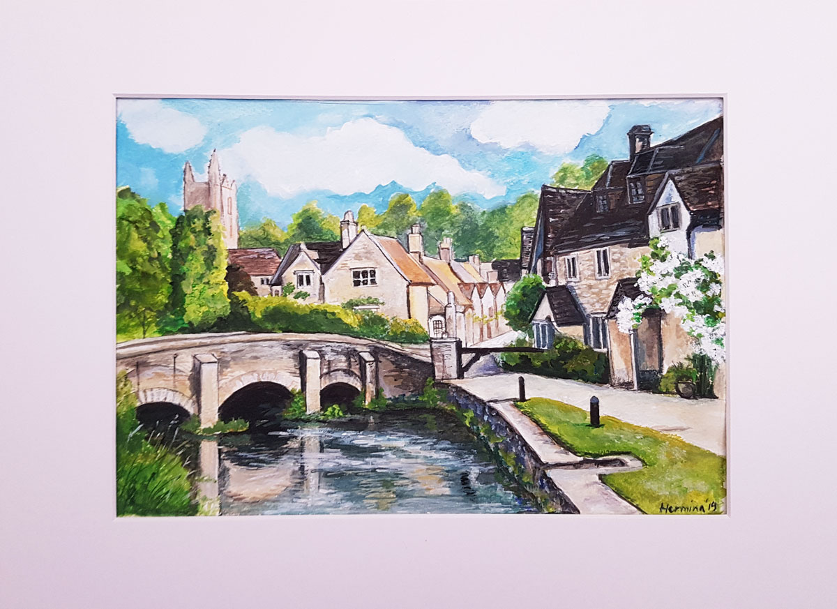 commissioned-castelcombe-original-painting-from-artist-bath-watercolor-landscape-painting-cityscape-watercolours-