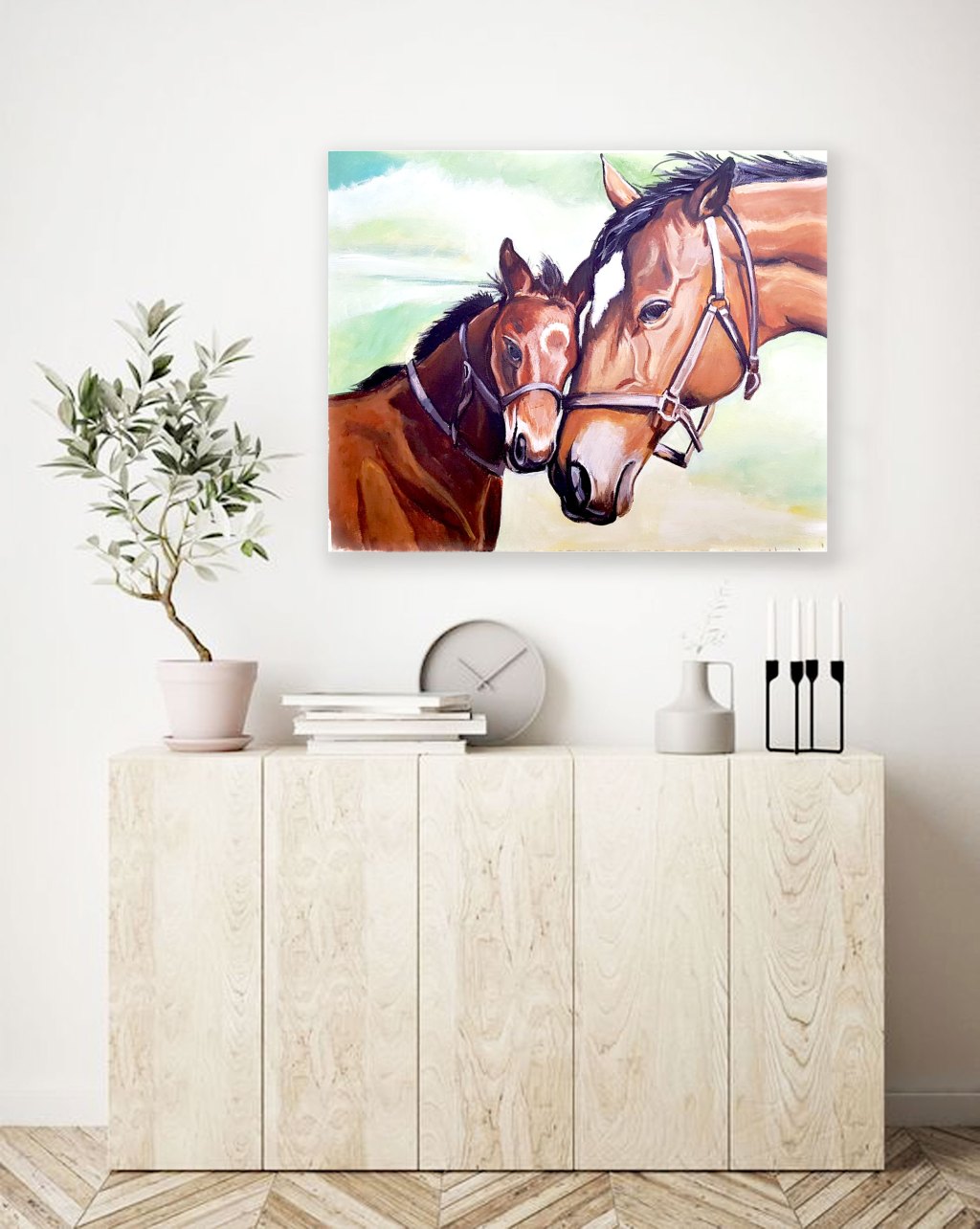 Mother and her foal- painting