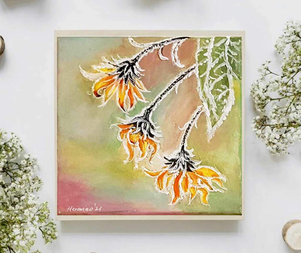 Frozen flowers small paintings