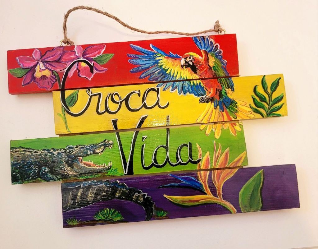 Garden sign painted on wood